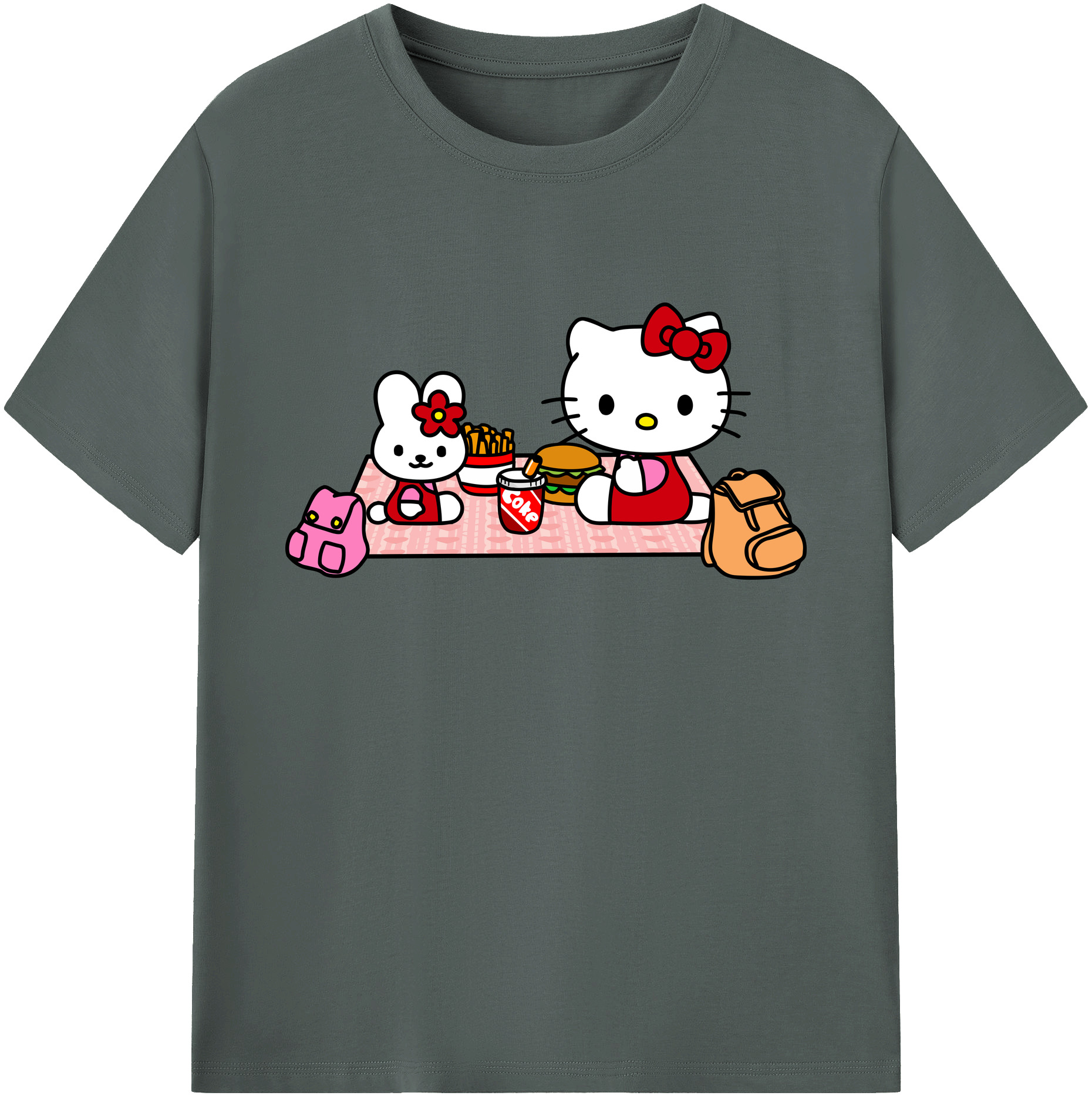 （画像用） Hello Kitty ハローキティ 綿100％ メンズ半袖Tシャツ｜肌触りやわらか＆通気性